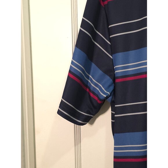 Ben Hogan Performance Polo Shirt Ventilated Striped Navy/Blue/Red L - Picture 3 of 8